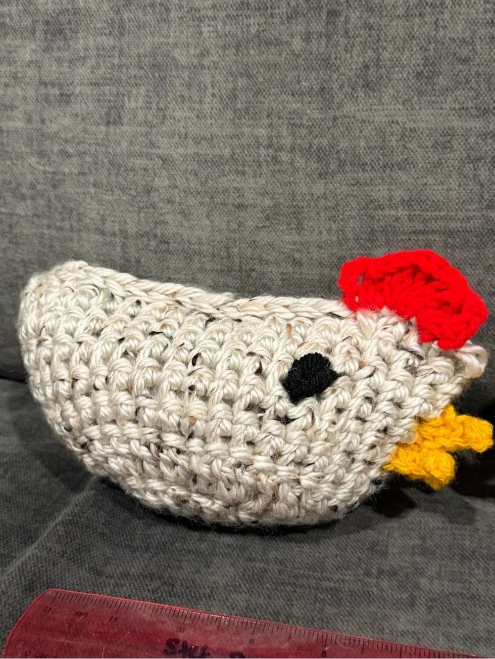 Handmade Cream Crochet Chicken Rattle for Kids set